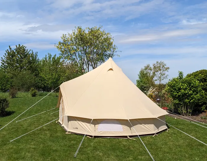 Notre tipi tente Sibley de chez Canvascamp reçu ce mois d'avril - Montage test - On va être bien dans ces 12,5 m2 au sol !!! Rdv en juillet.